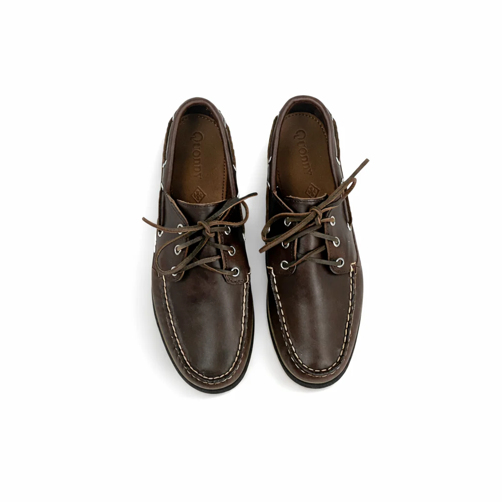 In Stock Men’s Quoddy Head Boat Shoe CL: Brown Charcoal - Image 3