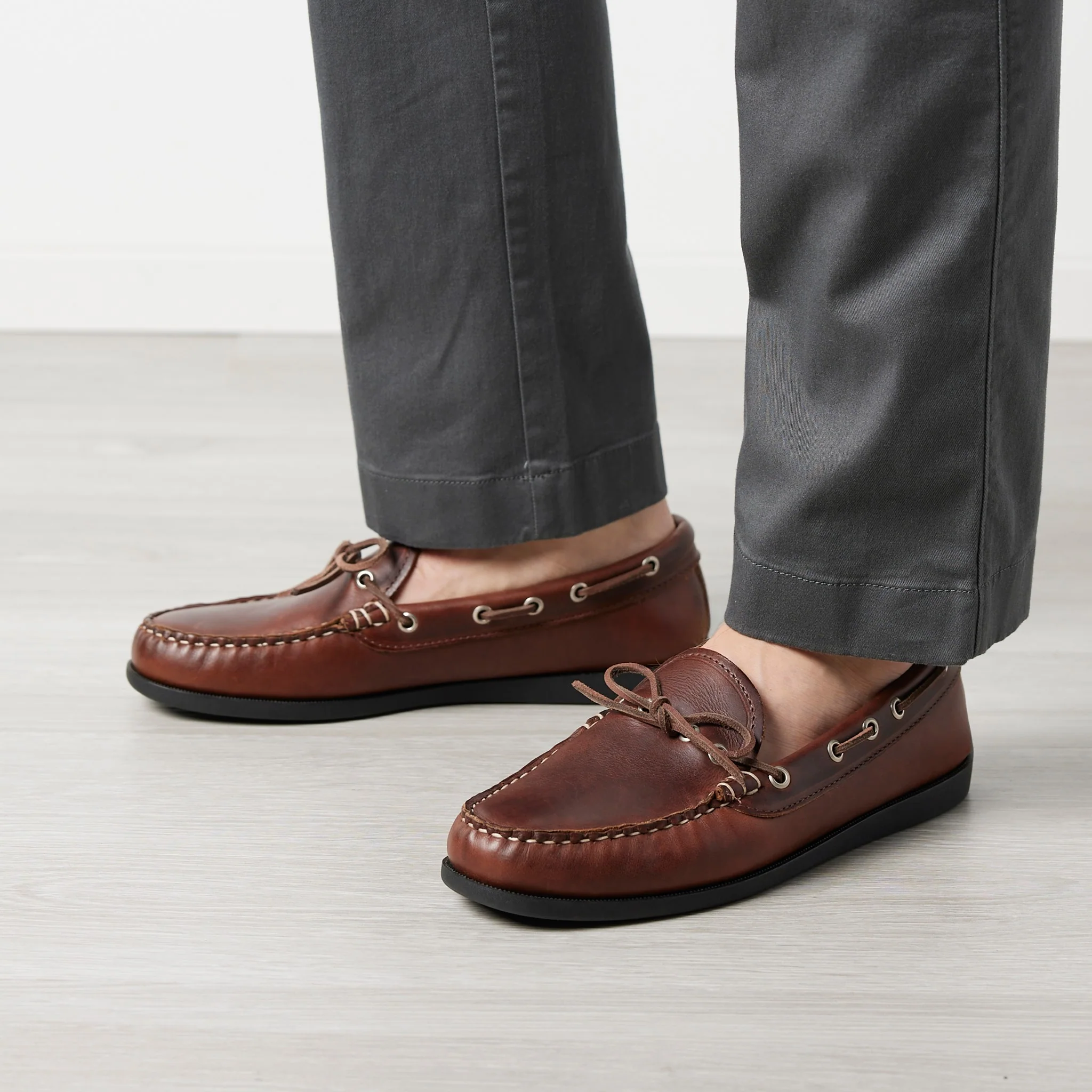 In Stock Men’s Canoe Shoe: Brown - Image 4