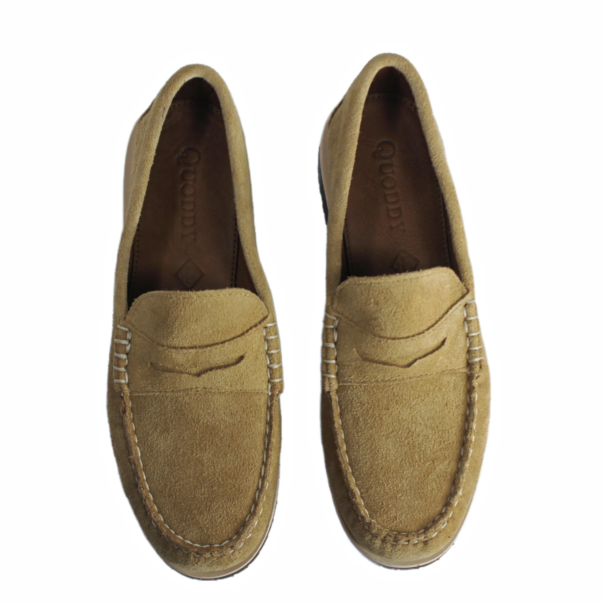 In Stock Women's Penny Loafer Suede: Sand - Image 4
